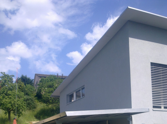 Referenz CH-8246 Langwiesen, Carport, Pultdach, Trapezblech von Welcomp