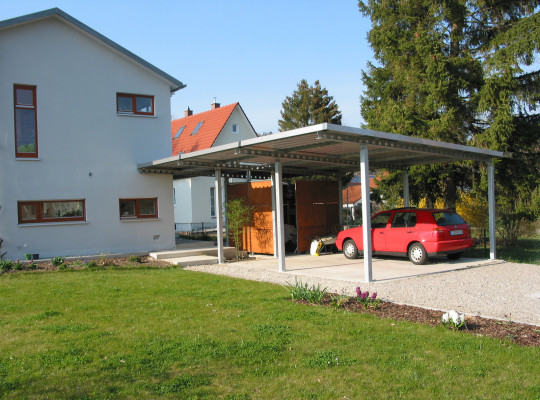 Referenz D-82237 Wörthsee, Carport, Pultdach, Trapezblech von Welcomp