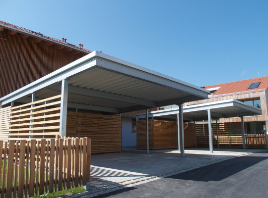 Referenz D-83629 Weyarn, Carport, Pultdach, Trapezblech von Welcomp
