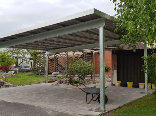 Referenz D-97199 Ochsenfurt, Carport, Pultdach, Trapezblech von Welcomp