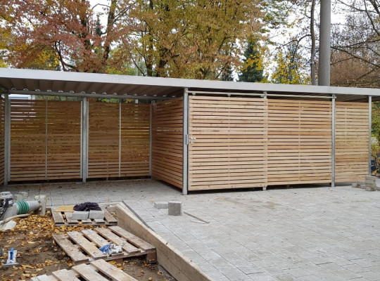 Referenz D-89075 Ulm, Mülltonnenhaus, Pultdach, Trapezblech von Welcomp