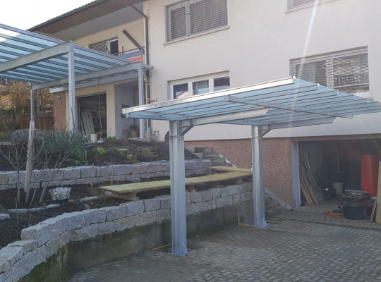 Referenz D-74927 Eschelbronn, Carport, Pultdach, Glas von Welcomp