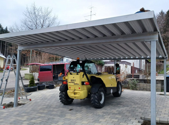 Referenz D-89296 Osterberg, Carport, Pultdach, Trapezblech von Welcomp