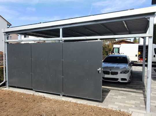 Referenz D-73469 Riesbürg, Carport, Pultdach, Trapezblech von Welcomp