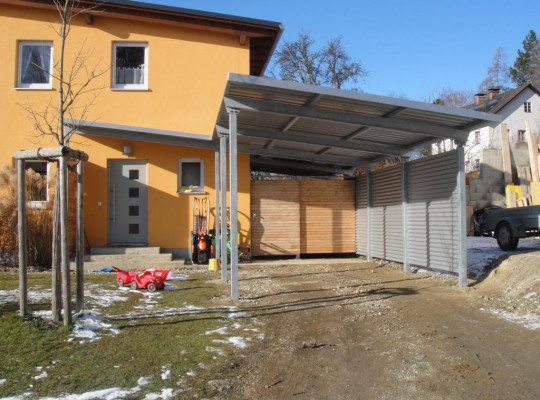 Referenz A-4224 Wartberg/Aist, Carport, Pultdach, Trapezblech von Welcomp