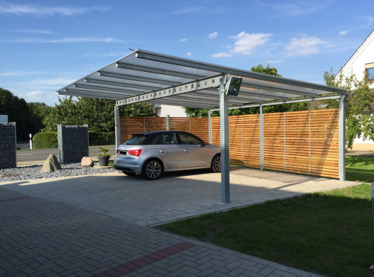 Referenz D-32602 Vlotho, Carport, Pultdach, Acryl / Polycarbonat, Holz von Welcomp