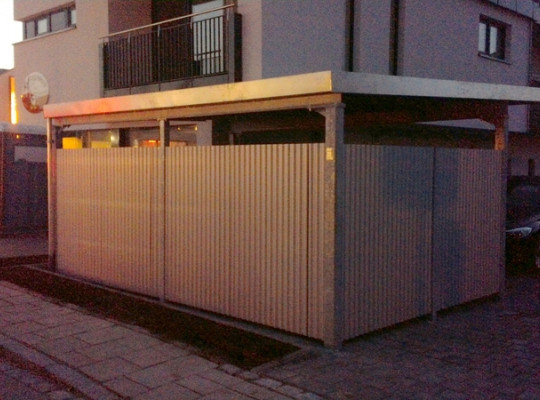 Referenz D-85521 Ottobrunn-Riemerling, Carport, Pultdach, Trapezblech von Welcomp