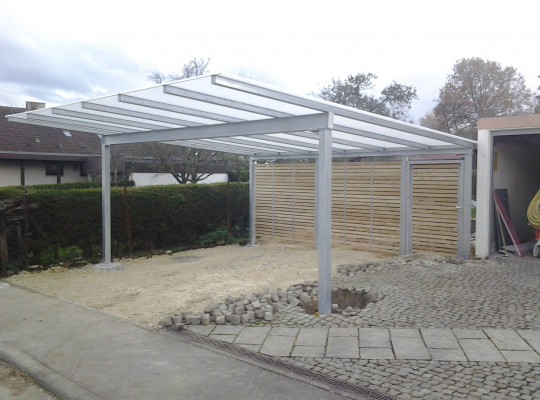 Referenz D-89601 Schelkingen-Justingen, Carport, Pultdach, Acryl / Polycarbonat, Holz von Welcomp